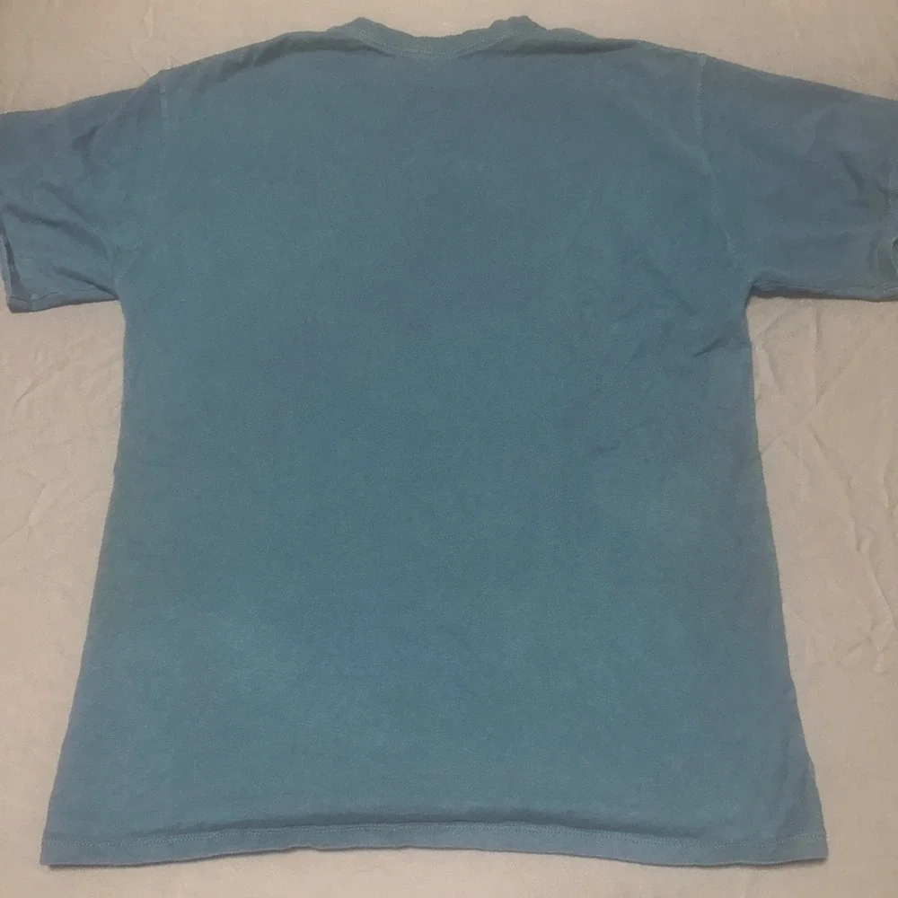 Champion Mens Solid V-Neck T-Shirt Medium Teal Blue Embroidered Logo Tee - Picture 2 of 7
